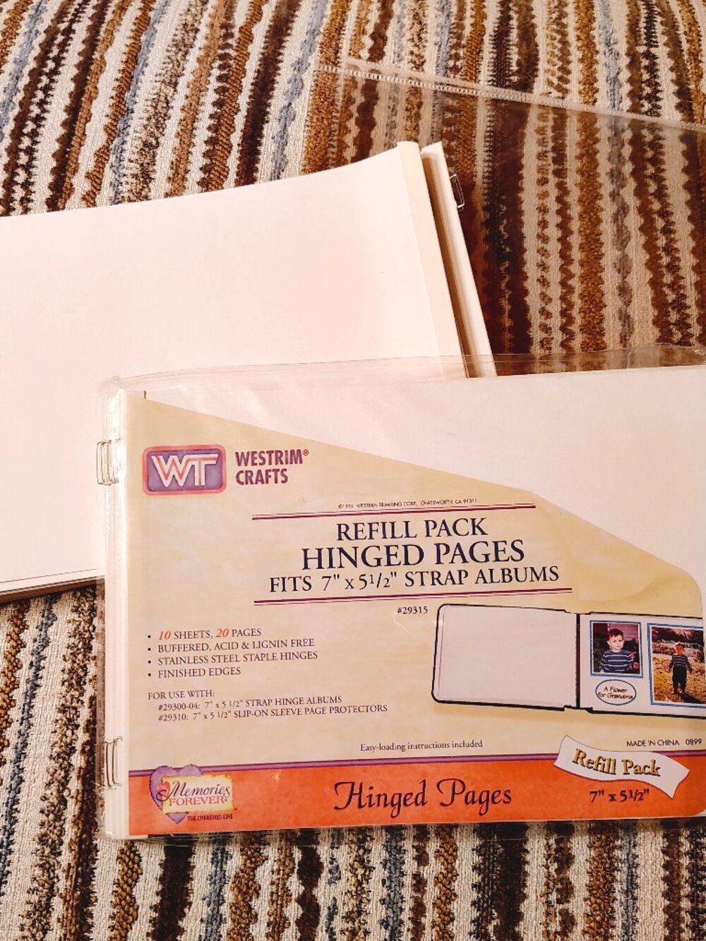 Westrim Crafts 7" x 5.5" Hinged Pages Refill For Strap Albums 33 Sheets 3 Protec